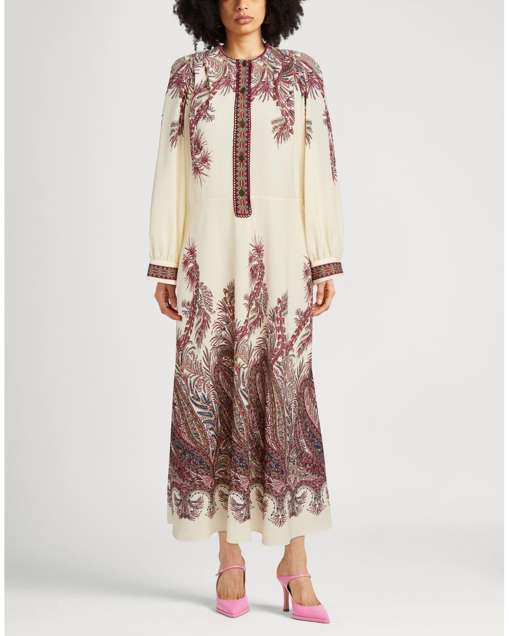 Etro White Ivory Midi Dress Polyester, Elastane