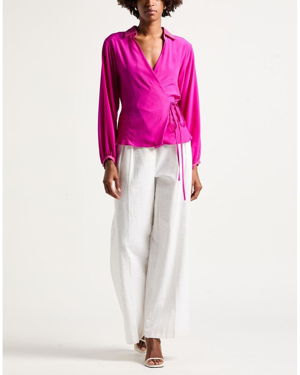 120% Lino Pink Fuchsia Top Silk, Linen, Cupro