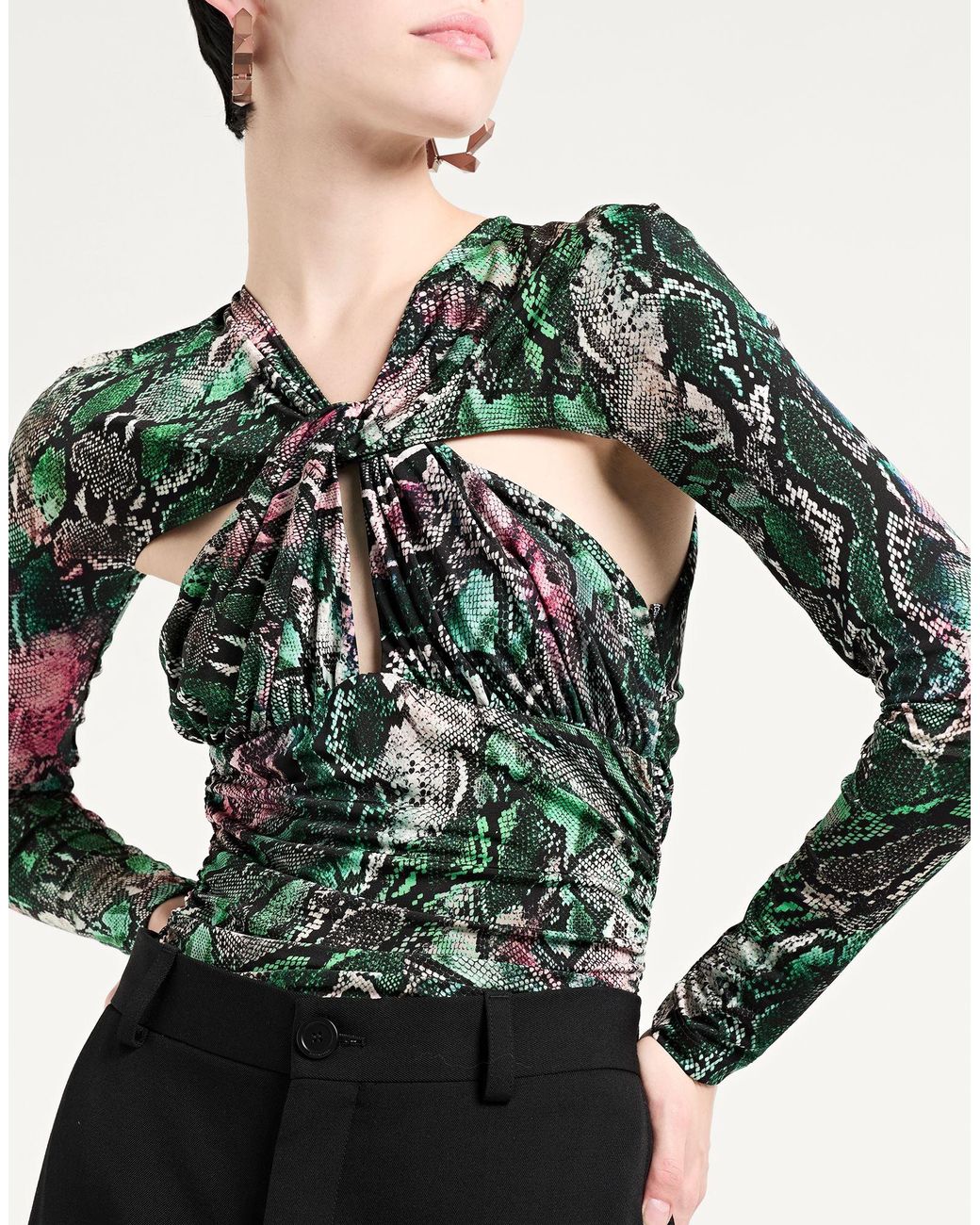 Just Cavalli Green Bodysuit Viscose, Elastane