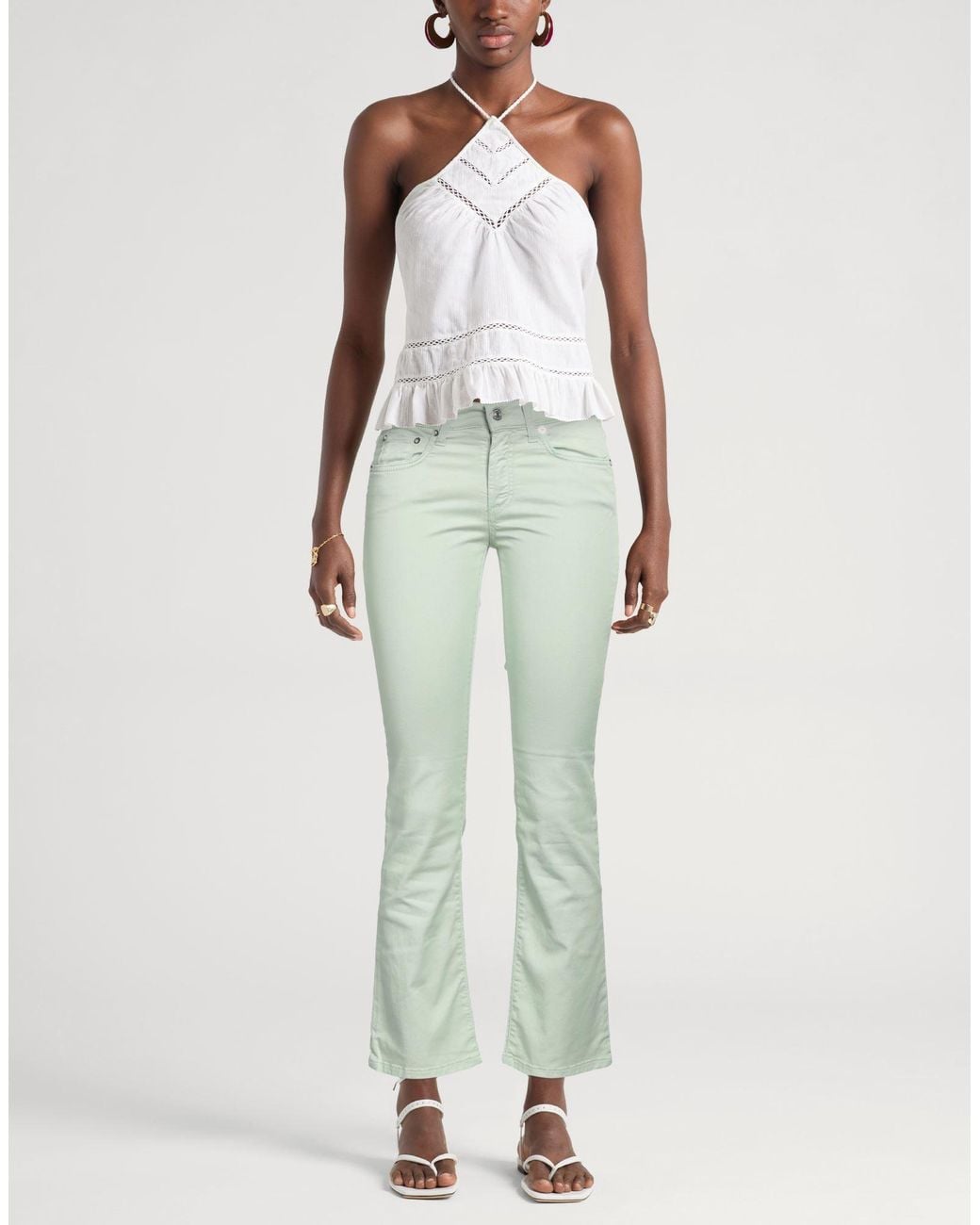 Roy Rogers Green Pants Cotton, Lyocell, Elastane