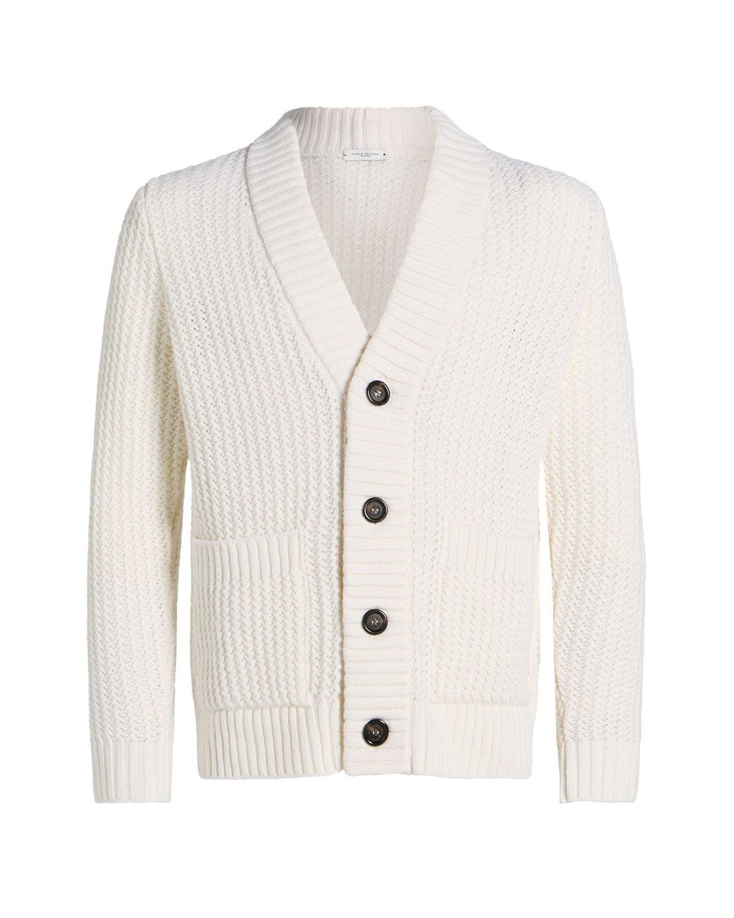Paolo Pecora White Ivory Cardigan Wool, Polyamide for men