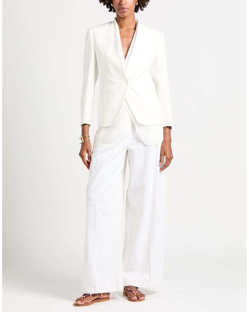 Brunello Cucinelli White Blazer Viscose, Linen