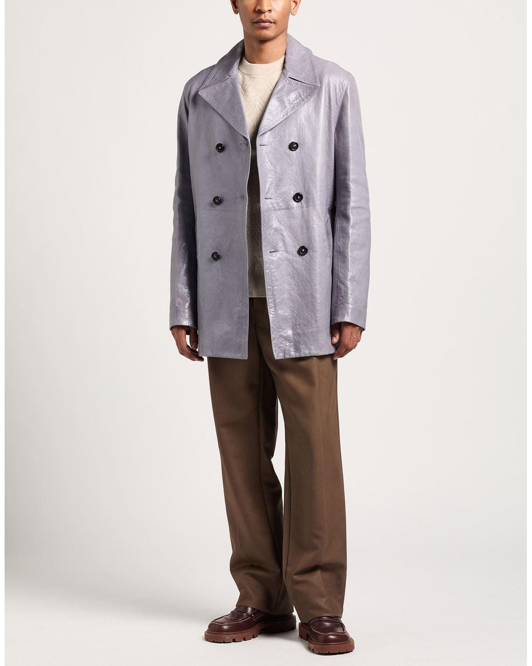 Marni Gray Overcoat & Trench Coat Leather for men