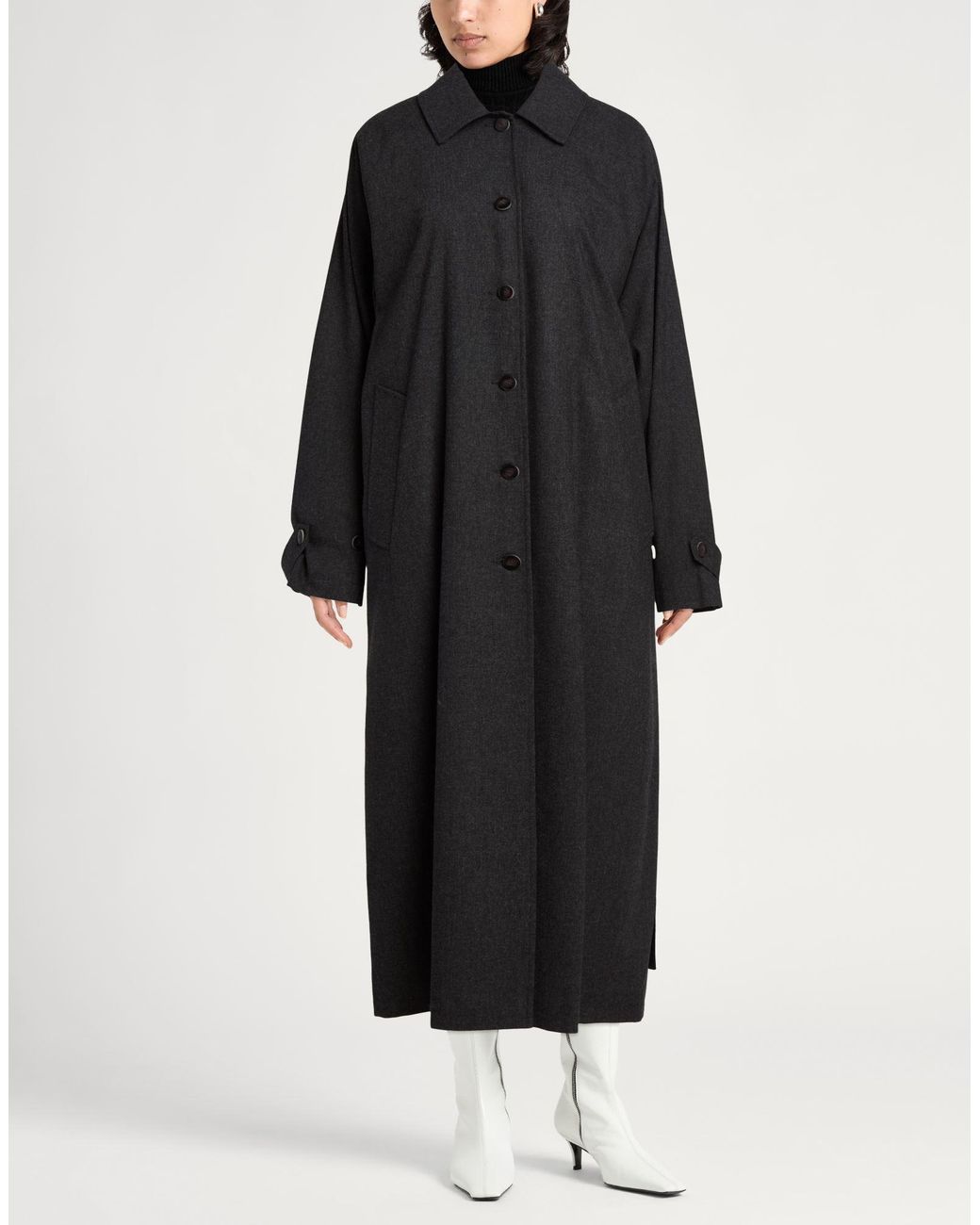 Alysi Black Overcoat & Trench Coat
