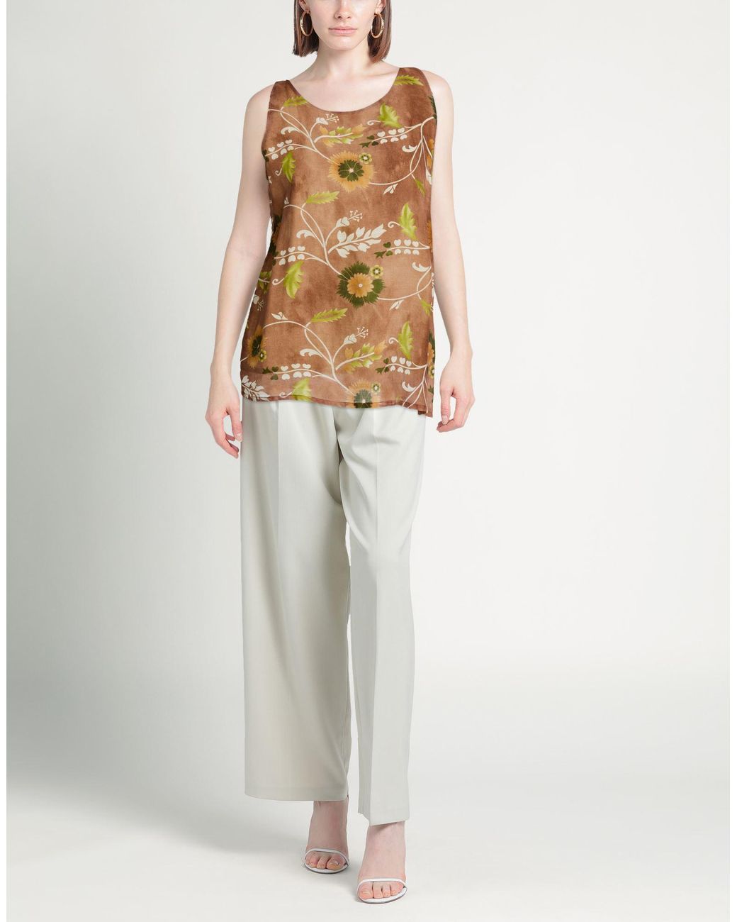 WU'SIDE Brown Top Ramie