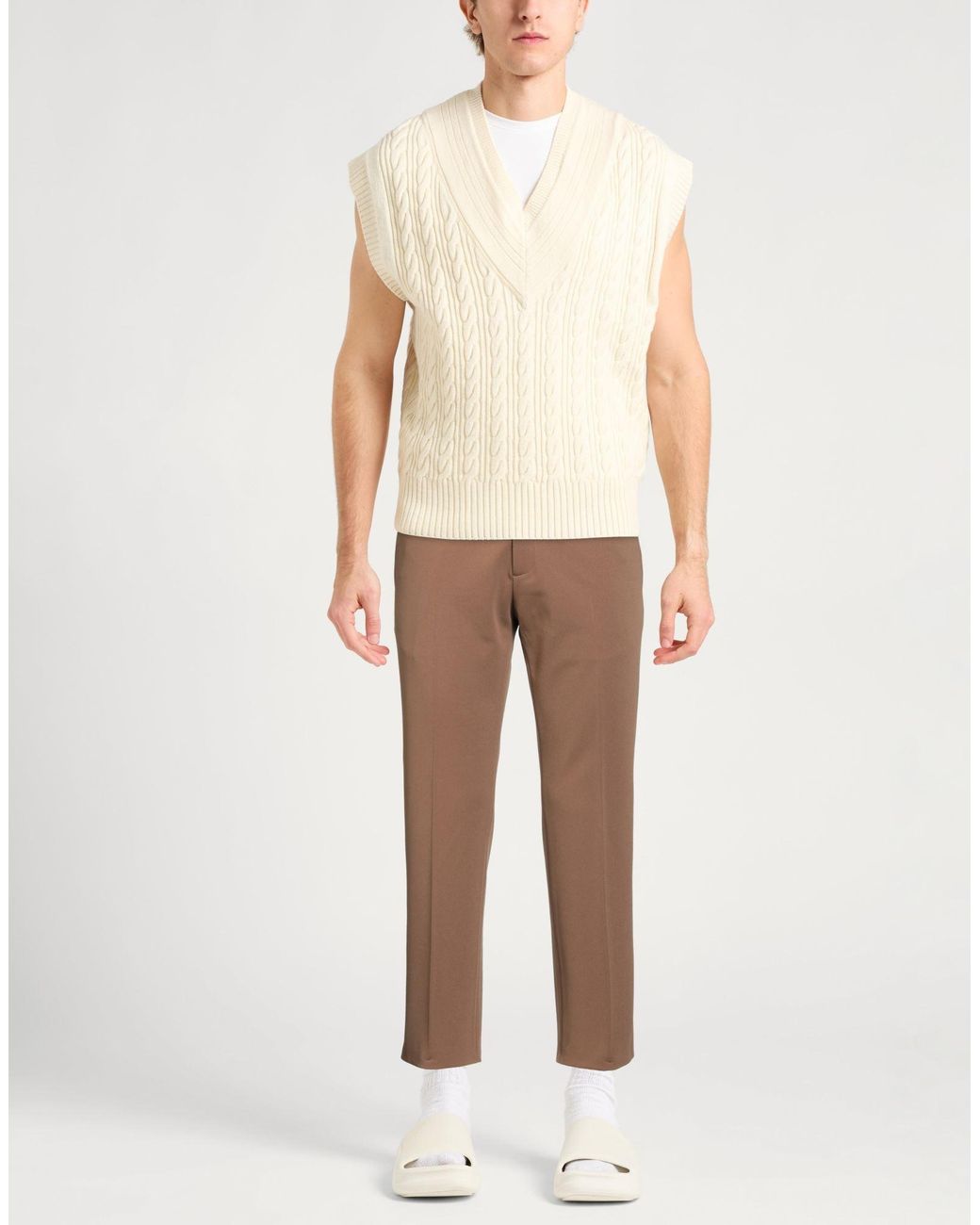 Daniele Alessandrini Brown Pants Polyester, Elastane for men