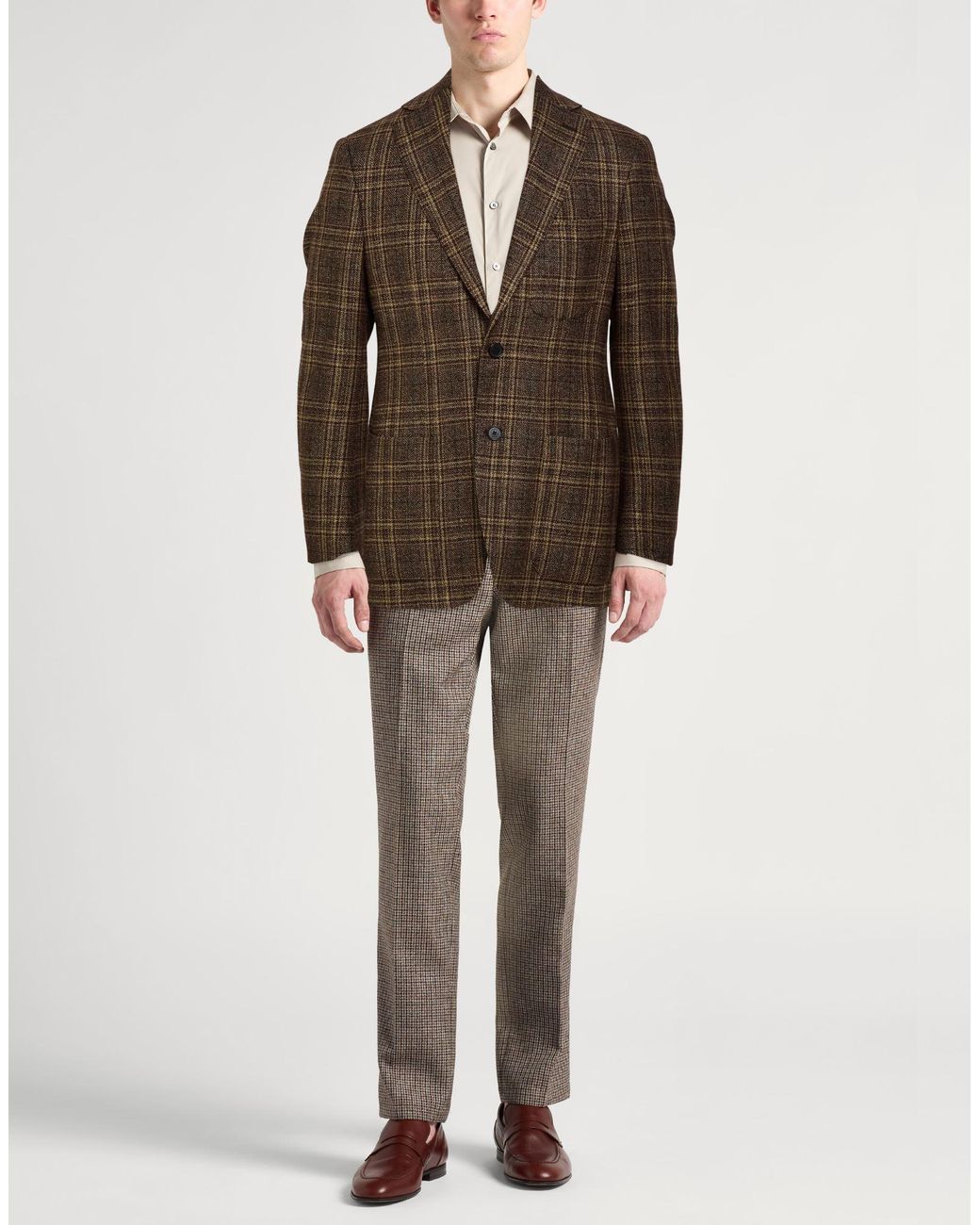 Caruso Brown Blazer Wool, Linen, Cashmere for men