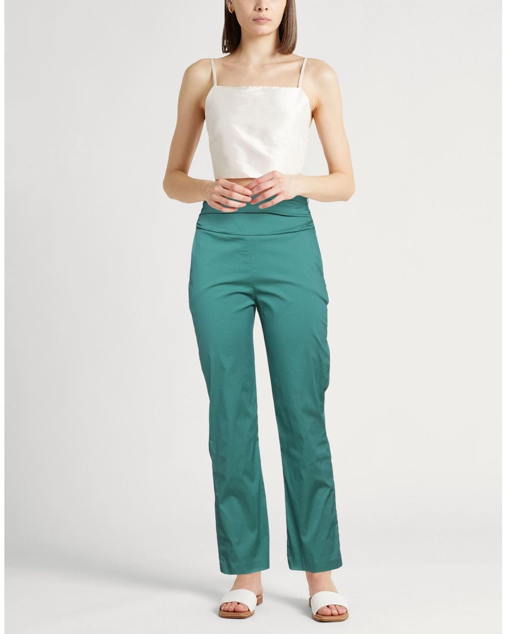 Annarita N. Green Pants Polyester, Elastane