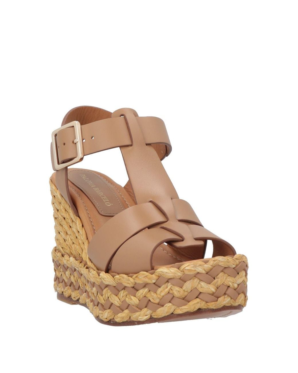 Paloma Barceló Brown Sandals Cow Leather, Natural Raffia