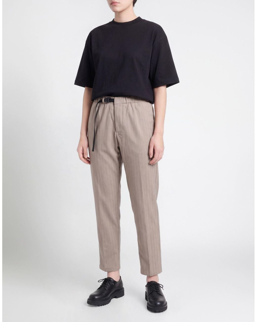 White Sand Natural Taupe Pants Polyester, Viscose, Elastane