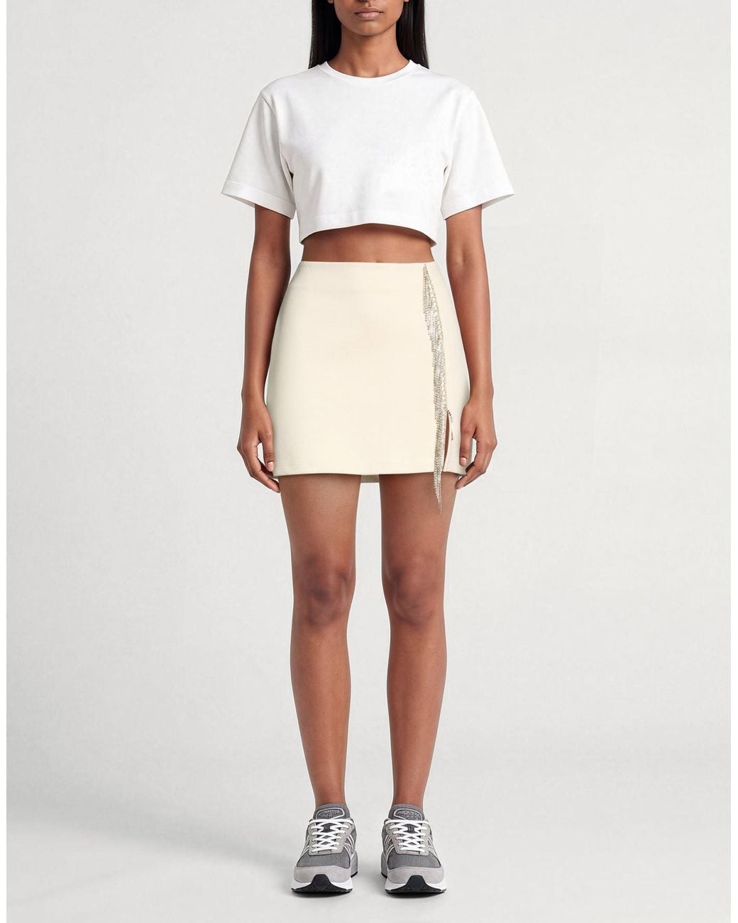 Motel Natural Ivory Mini Skirt Viscose, Nylon, Elastane