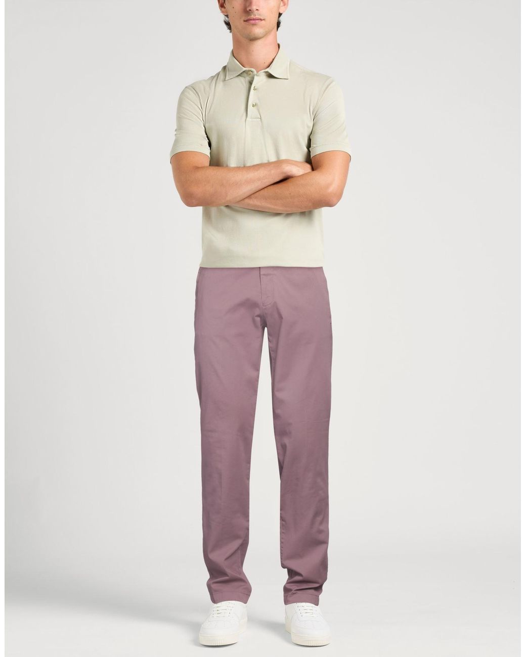 Berwich Purple Pants Cotton, Silk, Elastane for men