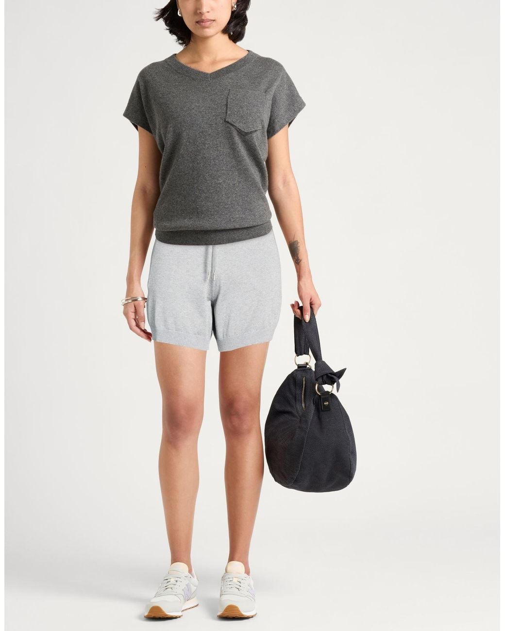 Peserico Gray Shorts & Bermuda Shorts Cotton, Viscose, Polyester