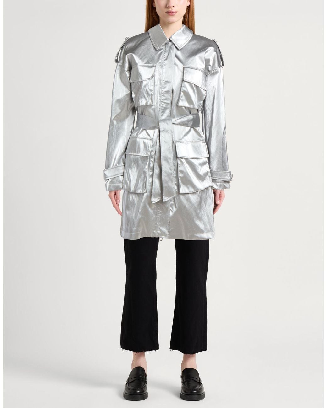 Jijil Gray Overcoat & Trench Coat