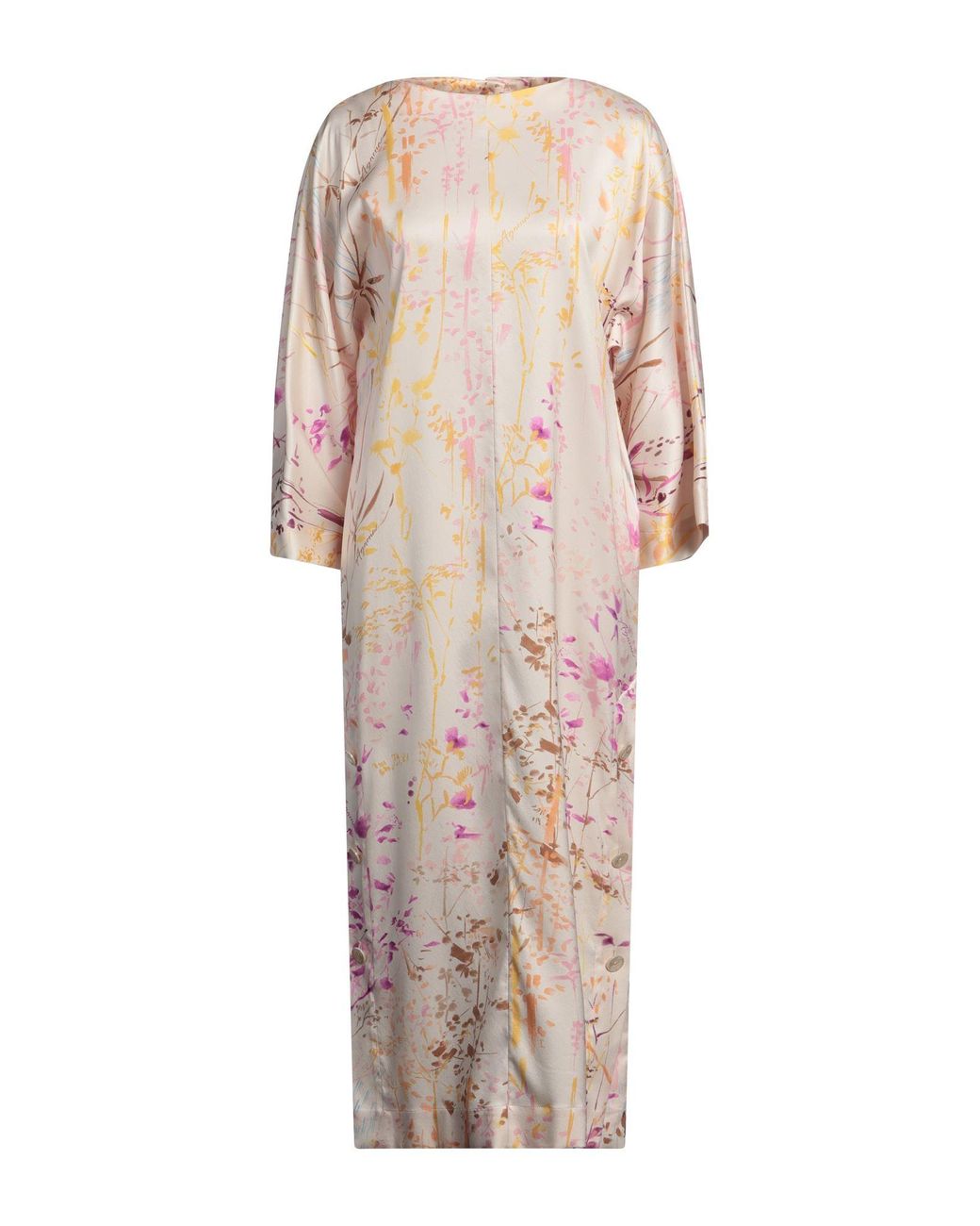 Agnona Natural Ivory Midi Dress Silk, Elastane