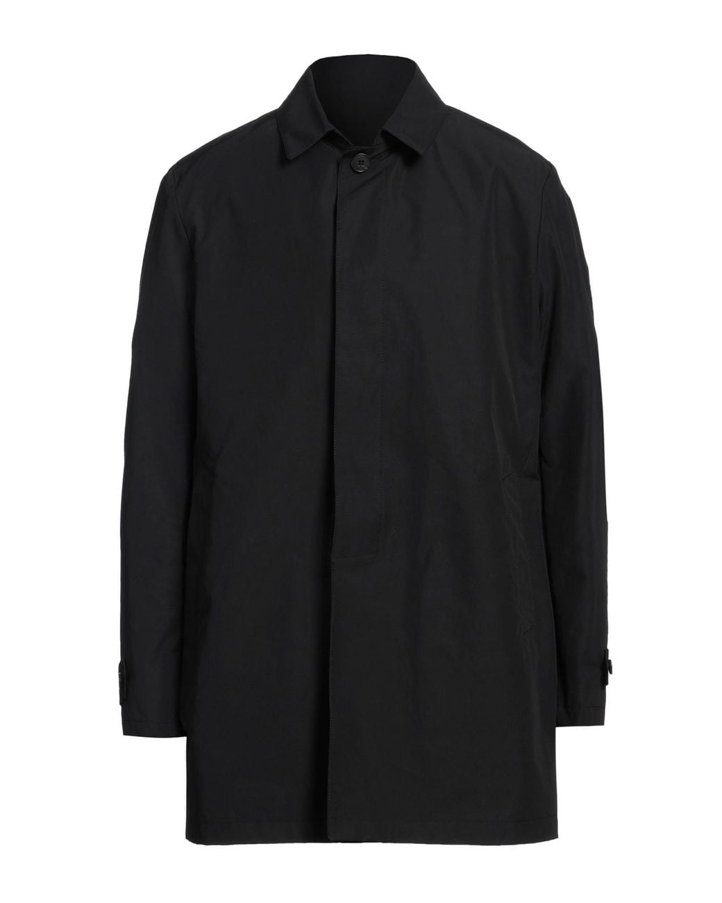 Brian Dales Black Overcoat & Trench Coat Cotton, Polyamide for men