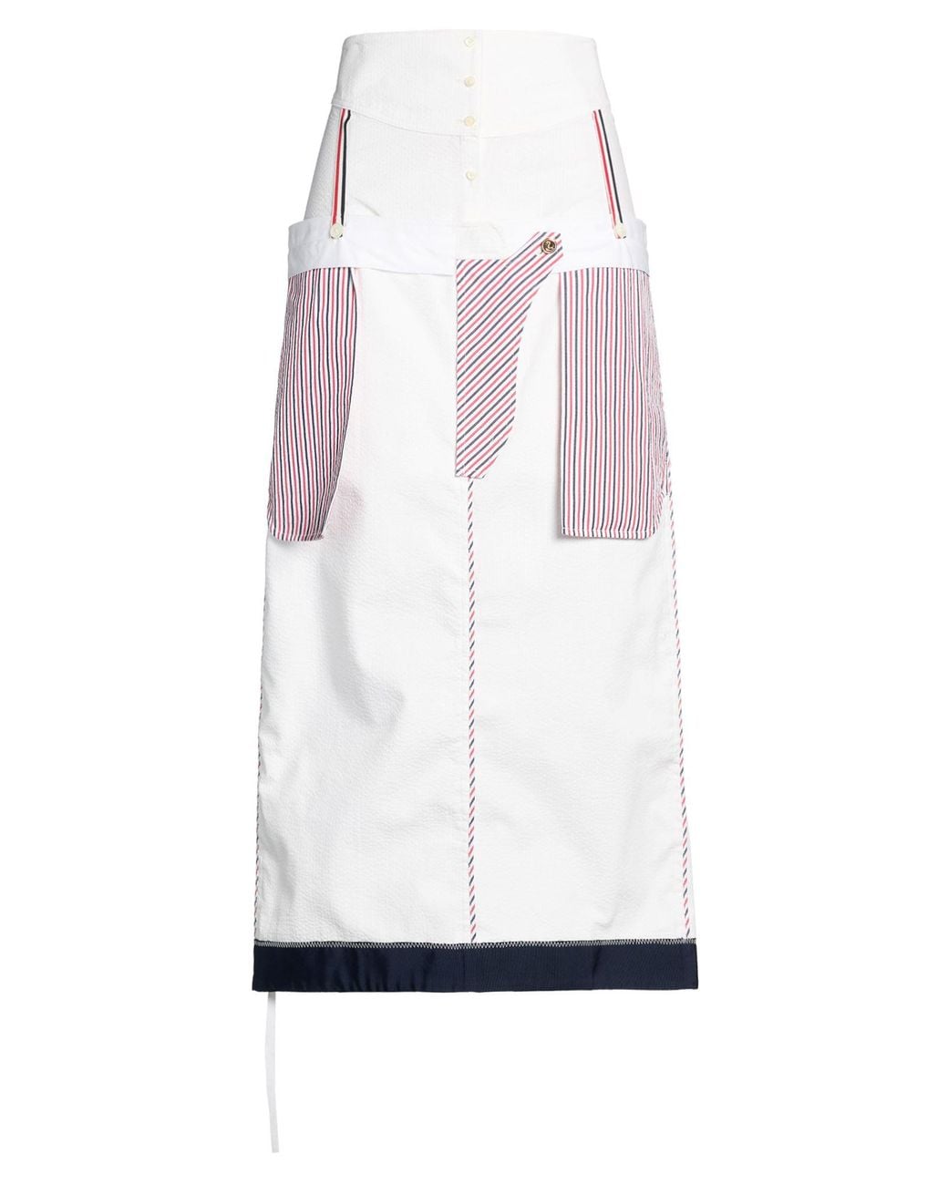 Thom Browne White Maxi Skirt Wool, Silk