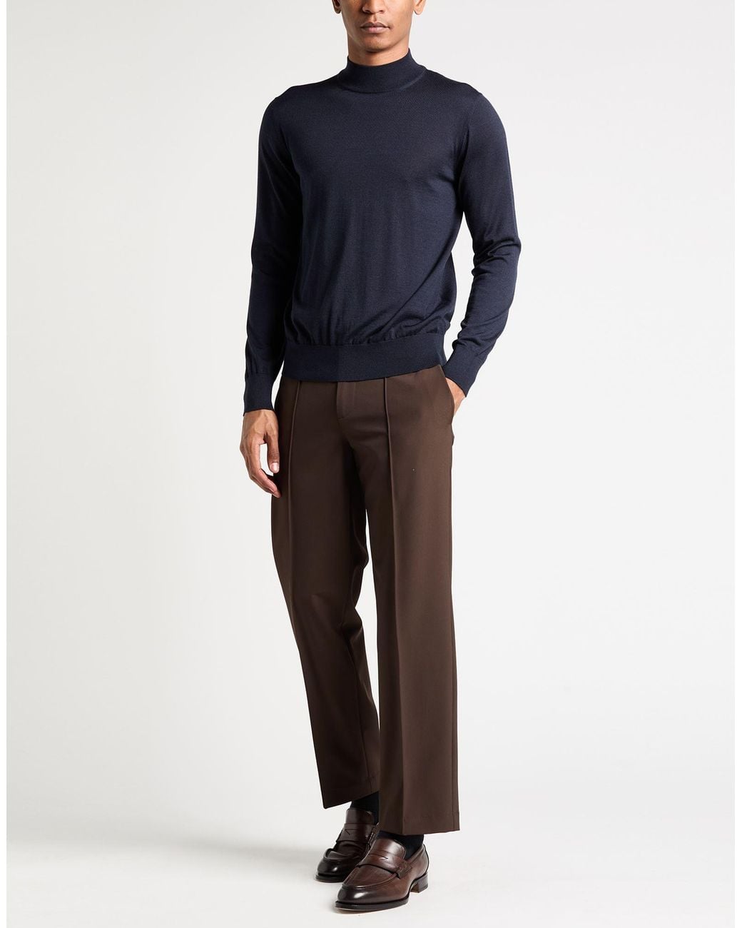 Agnona Blue Midnight Turtleneck Cashmere, Wool, Silk for men