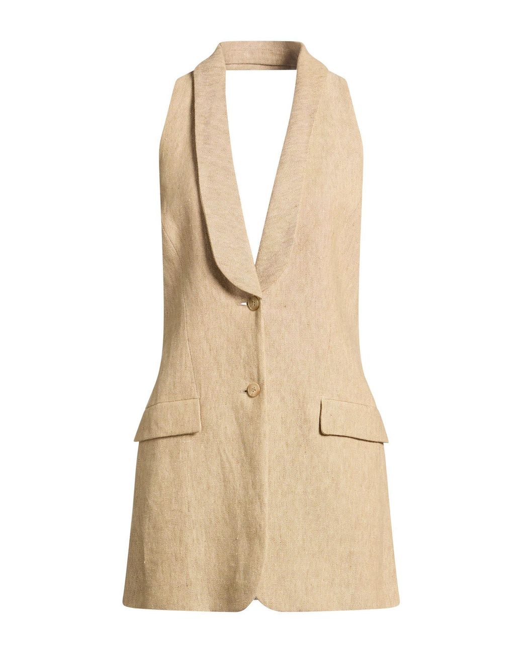 Alberta Ferretti Natural Sand Tailored Vest Linen