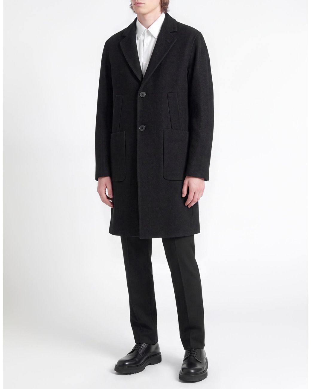 Hevò Black Coat Polyester, Viscose, Elastane for men