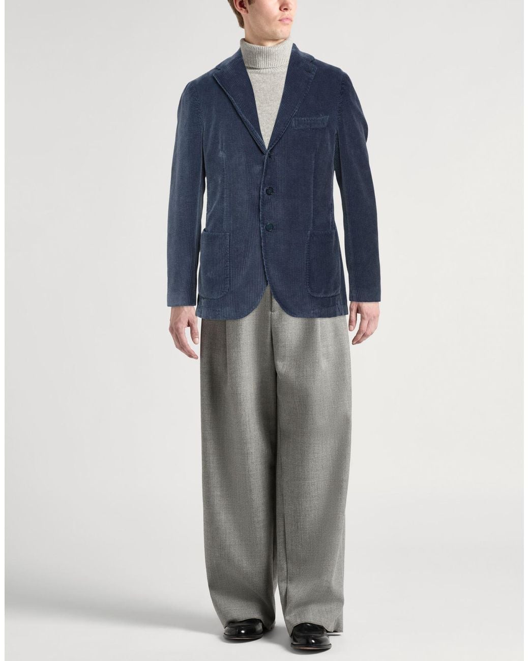 Santaniello Blue Slate Blazer Cotton for men