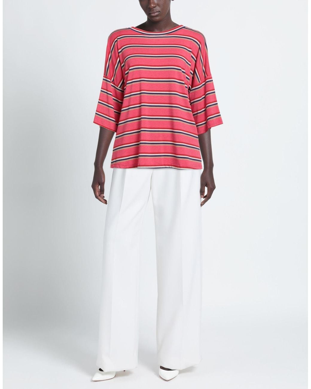 Shirtaporter Red Fuchsia T-Shirt Viscose, Polyester, Elastane