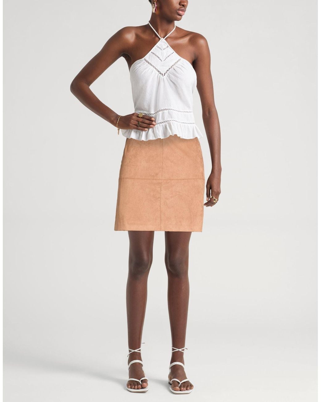 Marella Natural Mini Skirt Polyester, Elastane