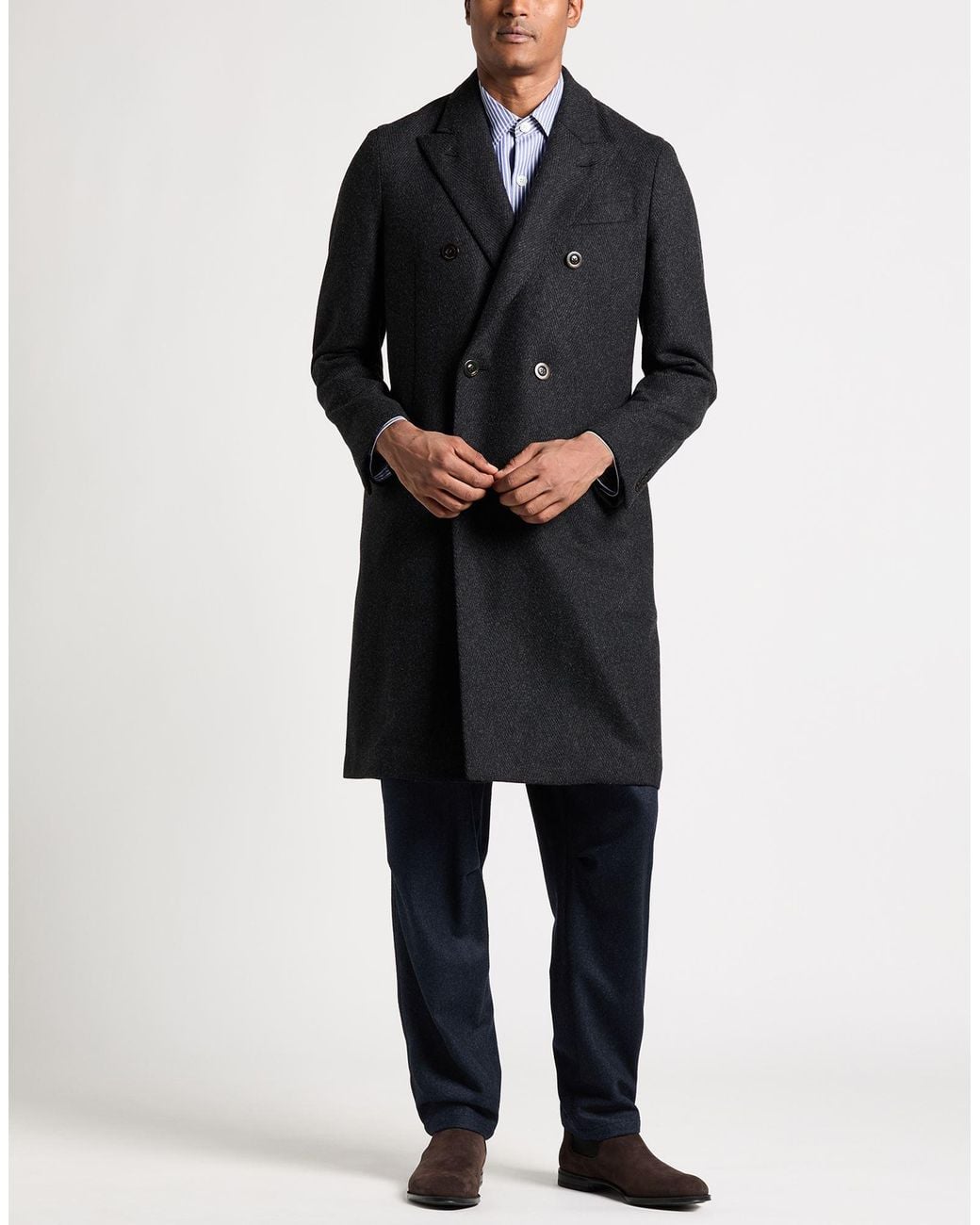 Boglioli Black Coat Wool, Polyamide, Cashmere for men