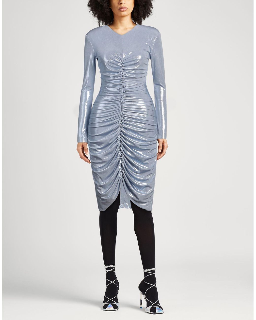 Norma Kamali Blue Midi Dress Polyester, Elastane