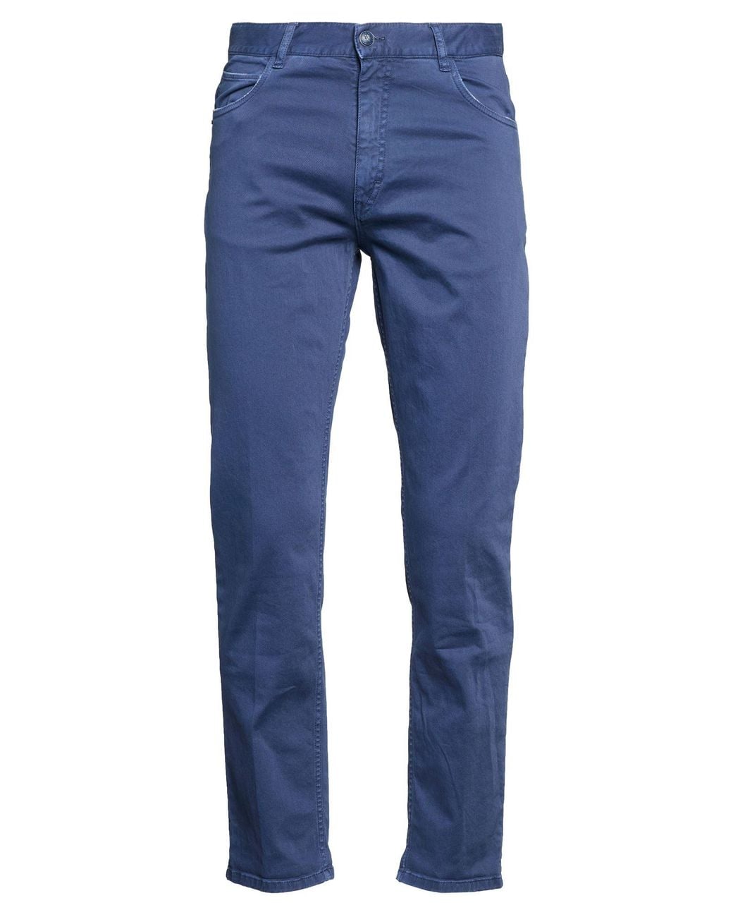 40weft Blue Pants Cotton, Elastane for men