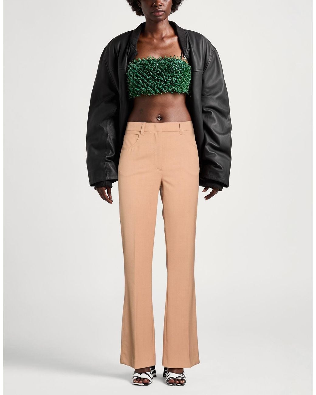 SEVENTY VENEZIA Natural Camel Pants Polyester, Virgin Wool, Elastane