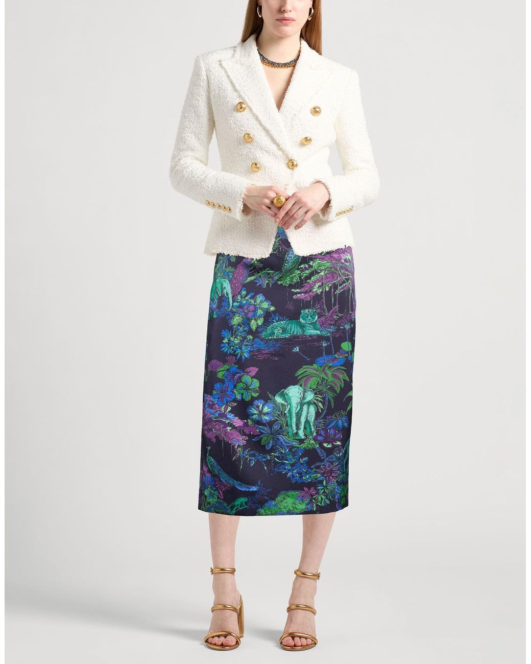 Dior Blue Midi Skirt Wool, Silk