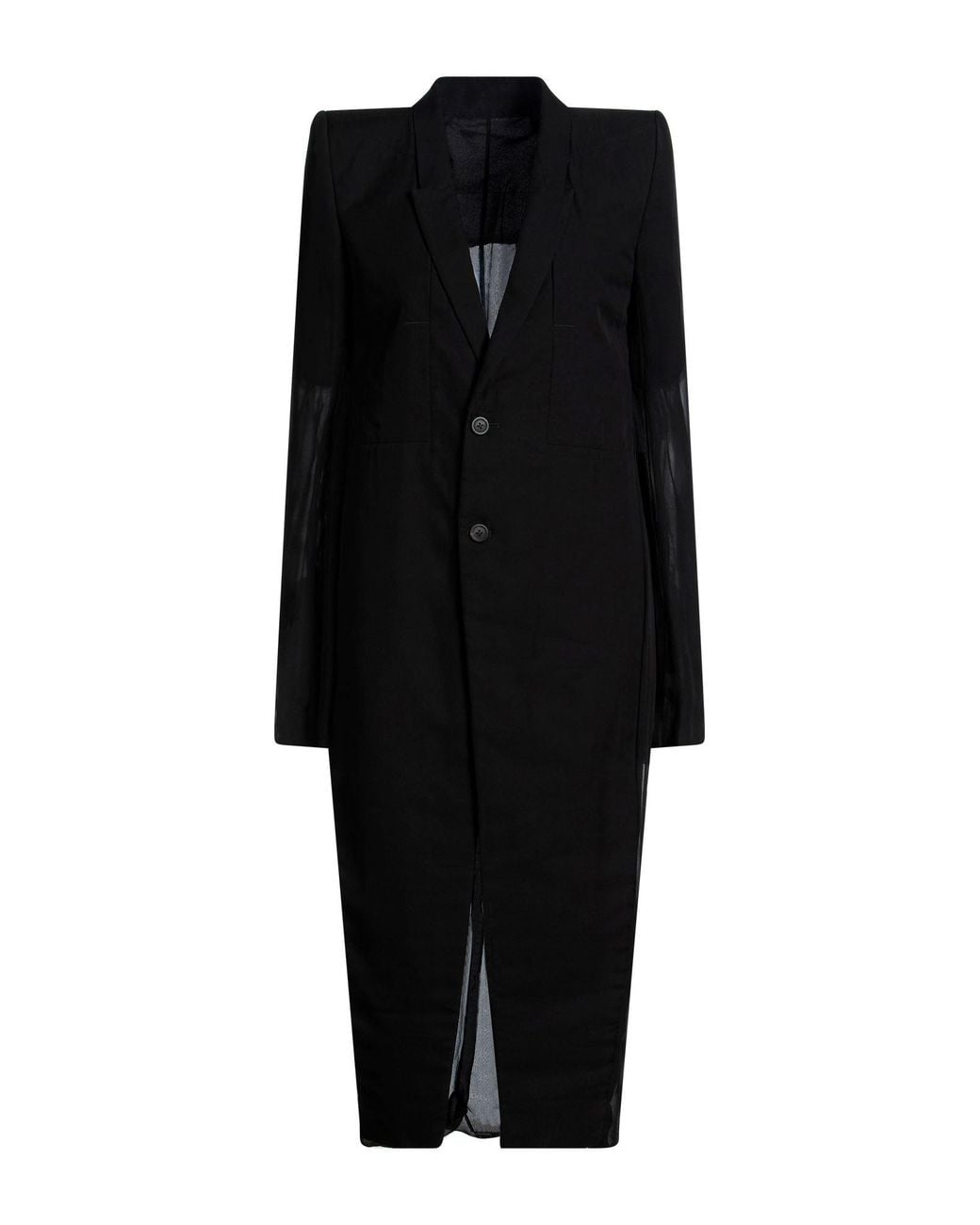 Rick Owens Black Overcoat & Trench Coat