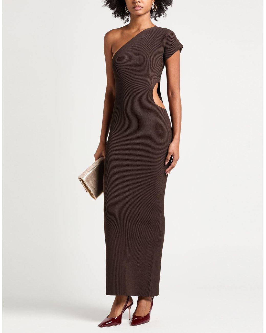 Max Mara Purple Sfilata Dark Maxi Dress Viscose, Polyester