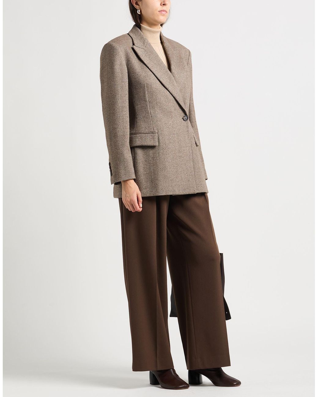 Brunello Cucinelli Gray Khaki Blazer Virgin Wool, Wool, Polyamide, Elastane