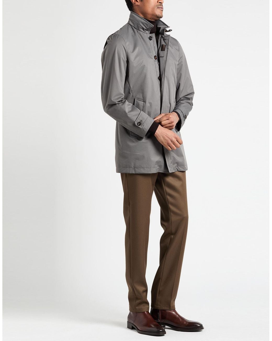 Moorer Gray Overcoat & Trench Coat Polyester, Polyurethane for men