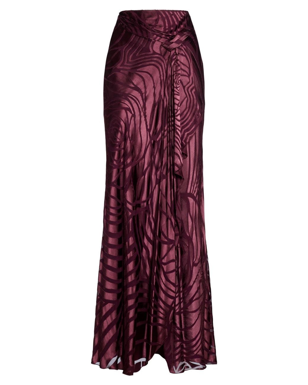 Alberta Ferretti Purple Burgundy Maxi Skirt Viscose, Silk