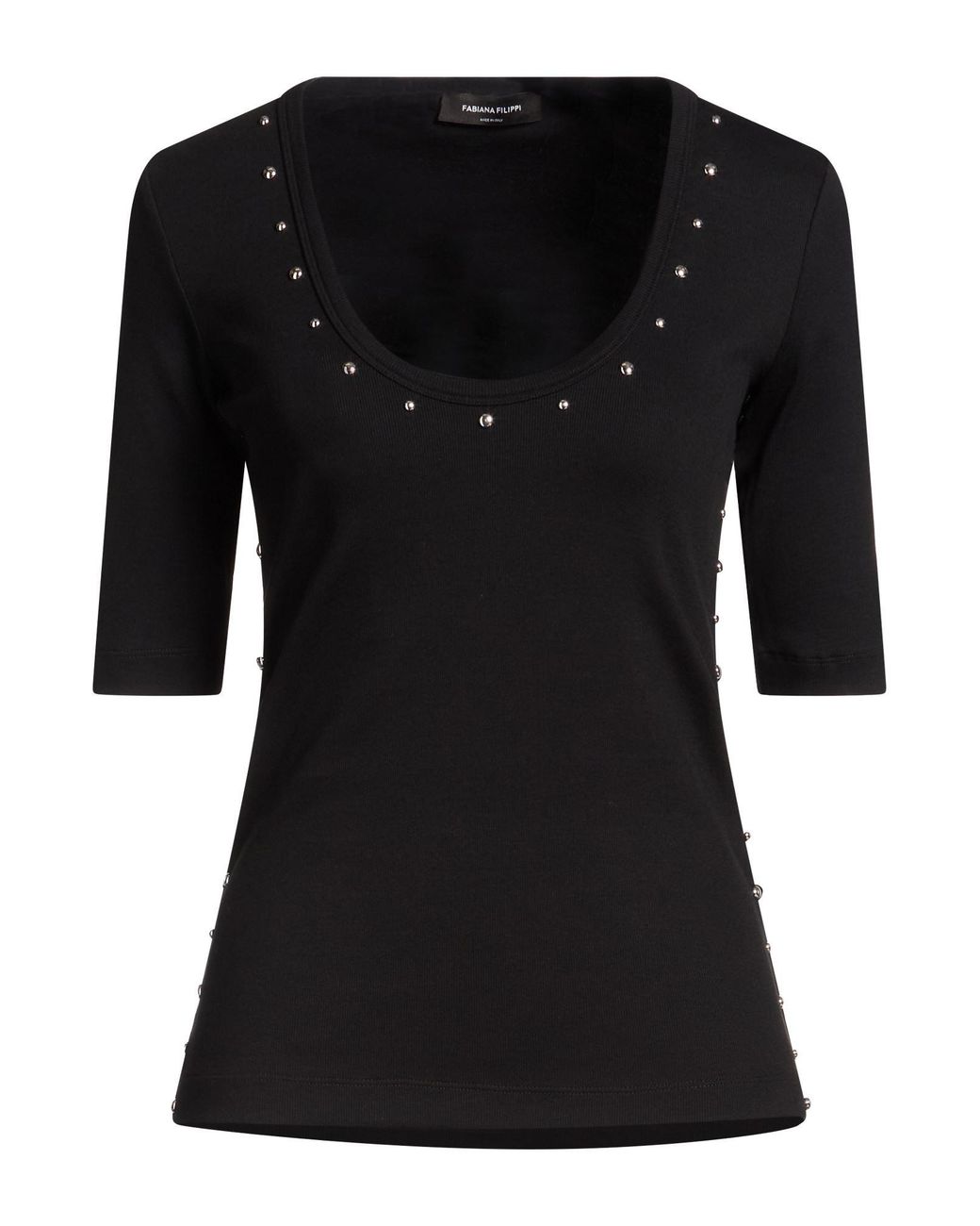 Fabiana Filippi Black T-Shirt Cotton, Elastane