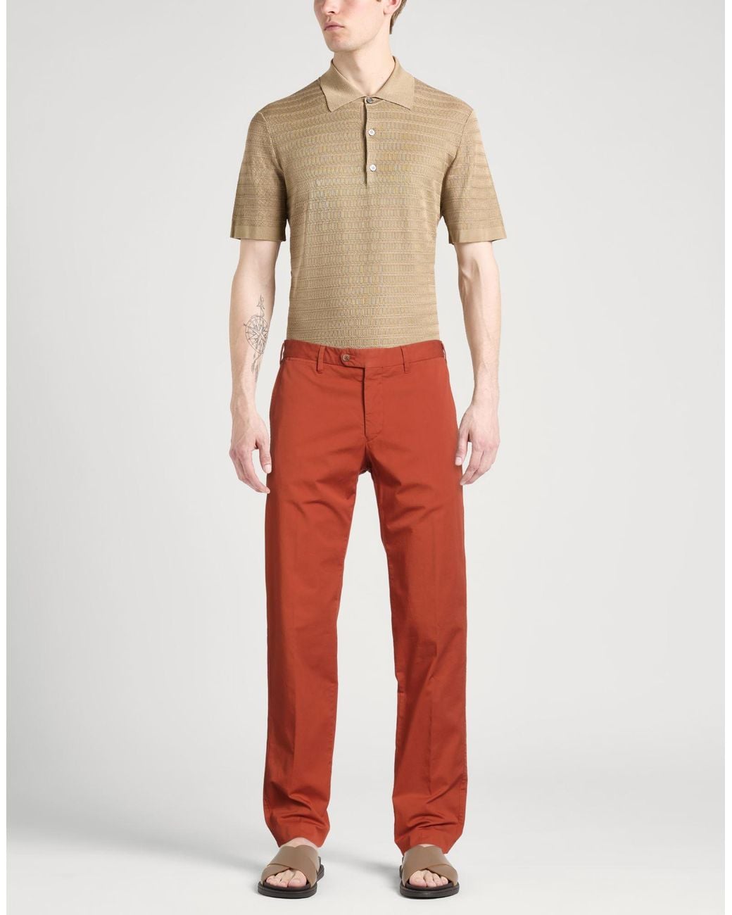 Fedeli Red Pants Cotton, Elastane for men