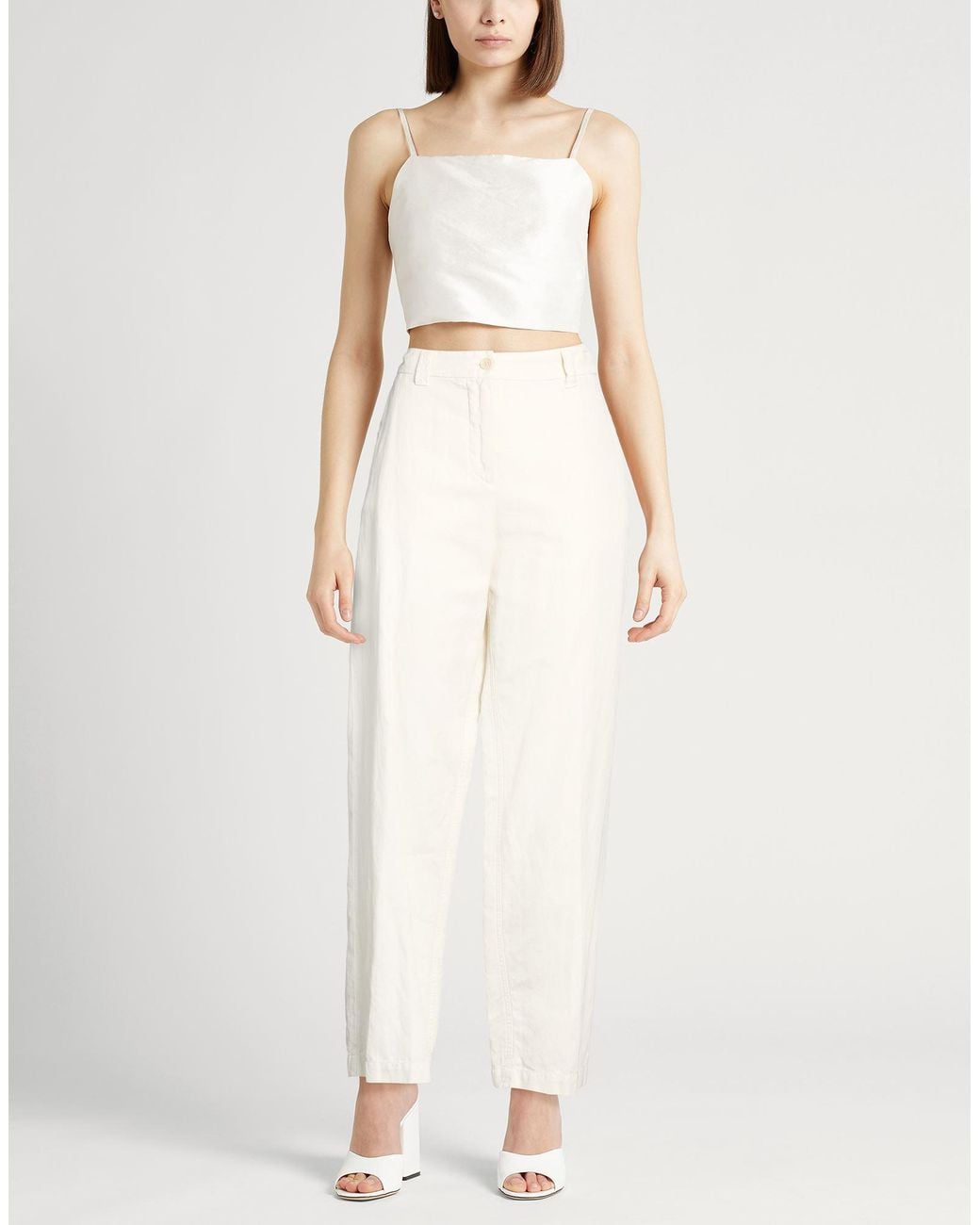 Aspesi White Pants Cotton, Linen