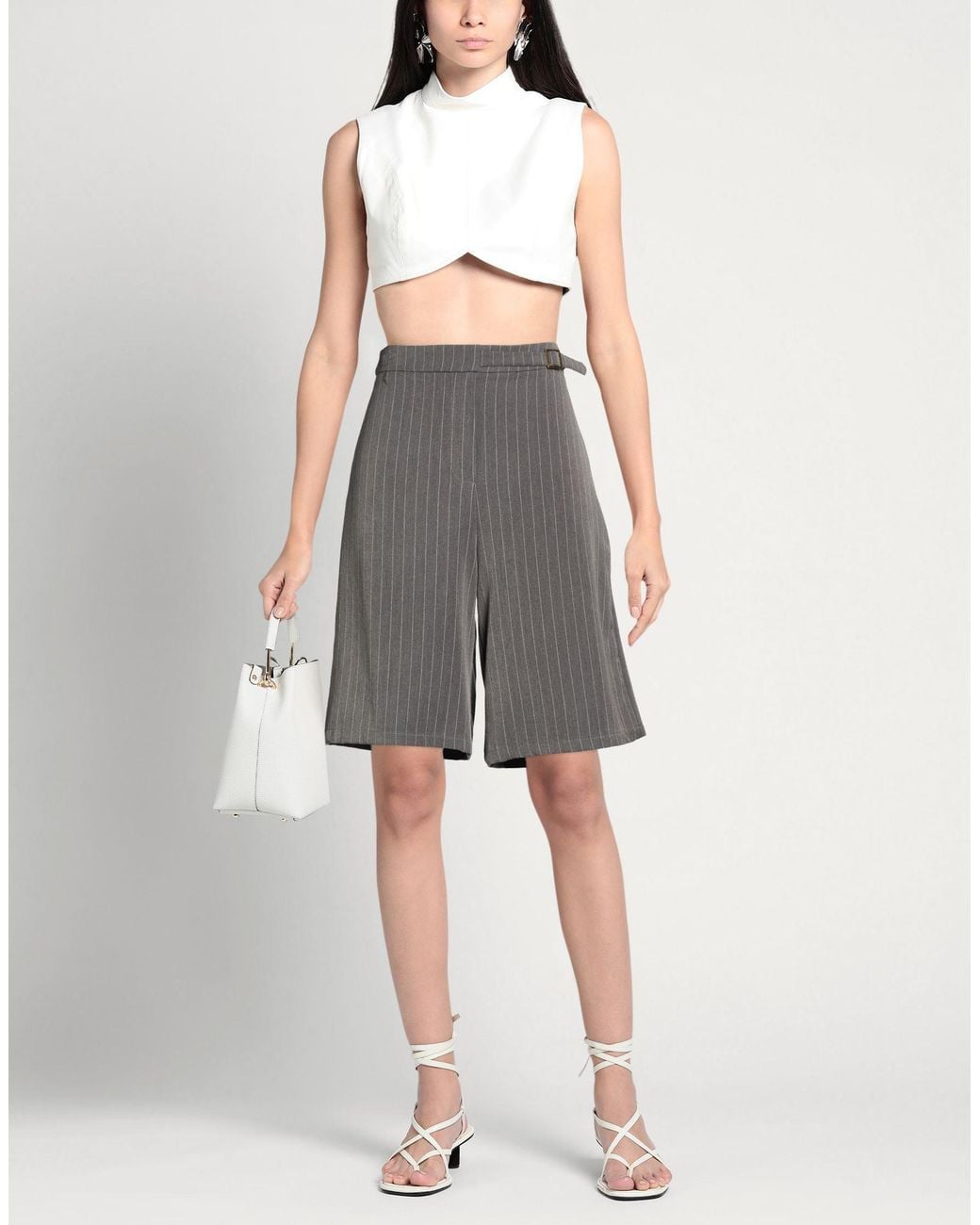 Exte Gray Shorts & Bermuda Shorts Polyester, Viscose, Elastane