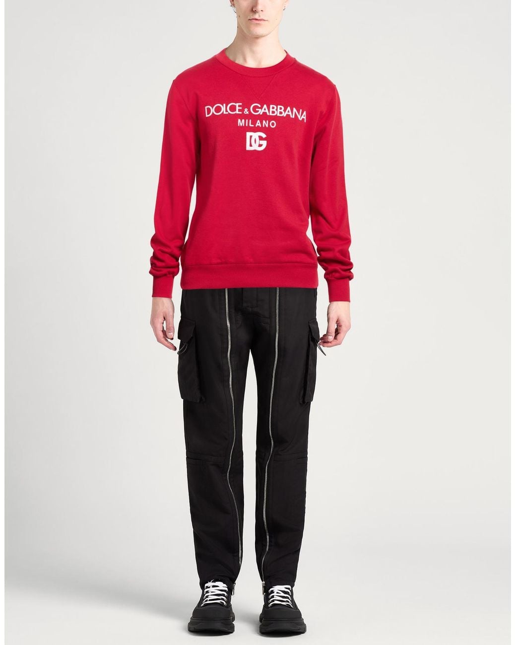 Dolce & Gabbana Red Sweatshirt Cotton, Elastane, Viscose, Polyester, Pvc for men