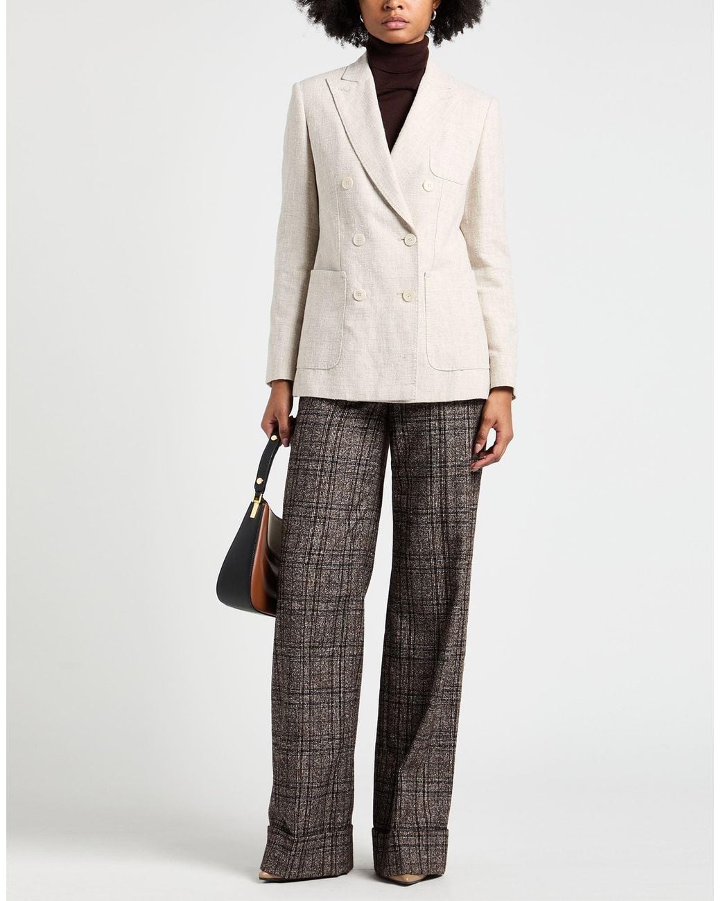 Max Mara White Sand Blazer Linen, Virgin Wool, Polyamide, Silk