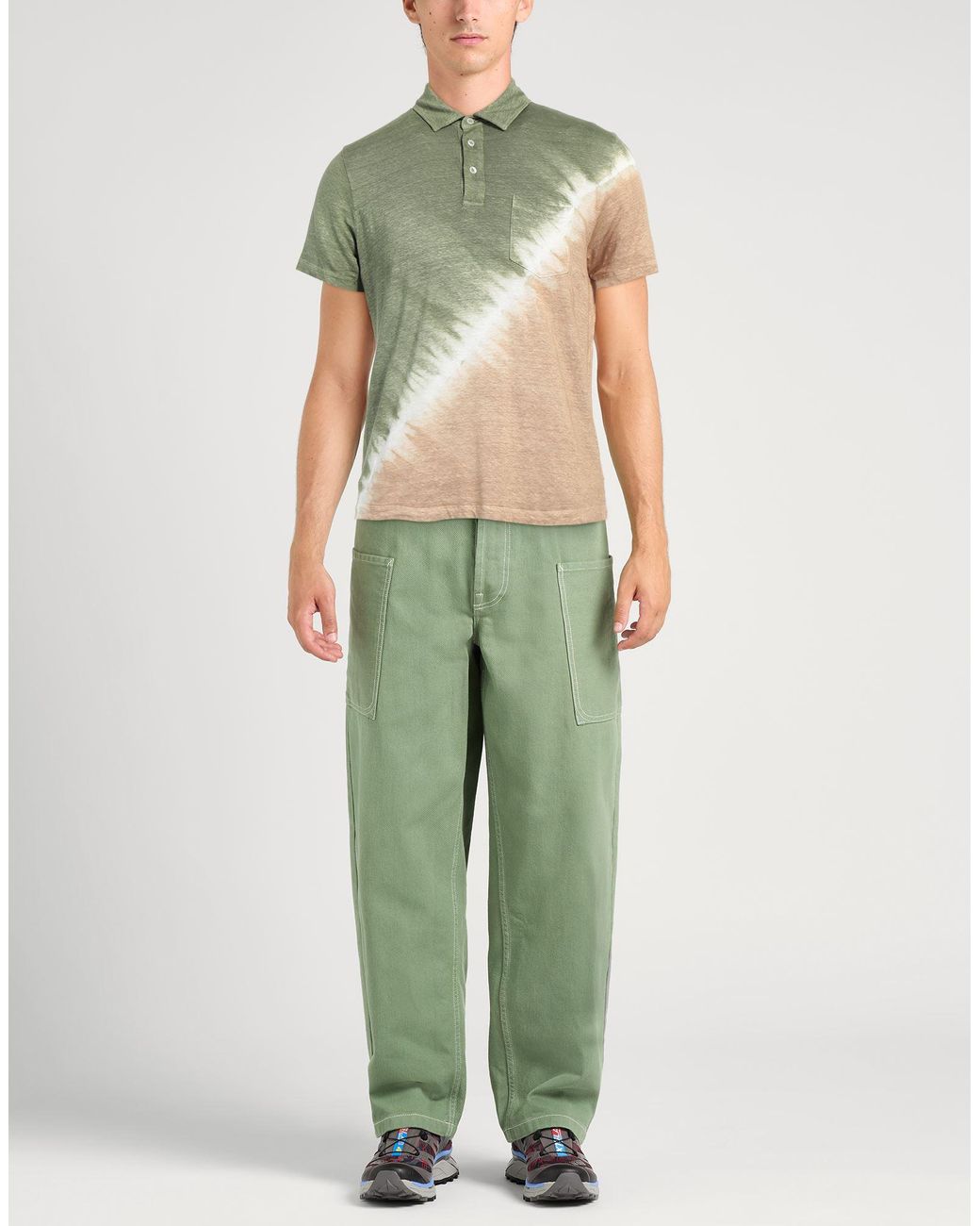 Altea Green Polo Shirt Linen, Elastane for men