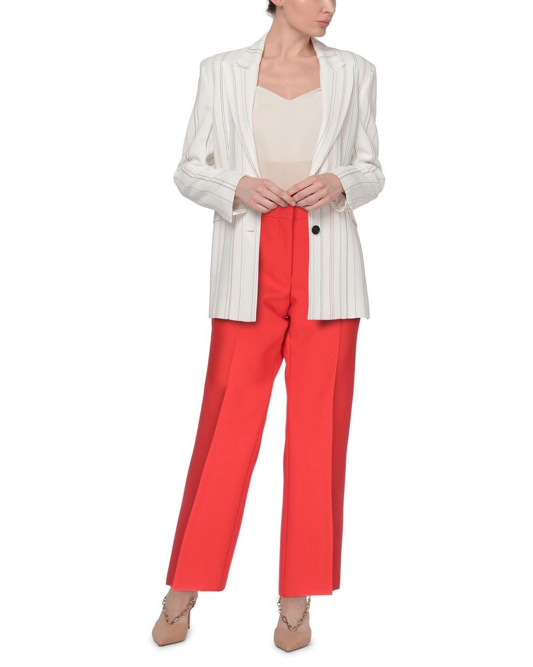 MSGM Red Pants Polyester, Viscose, Elastane
