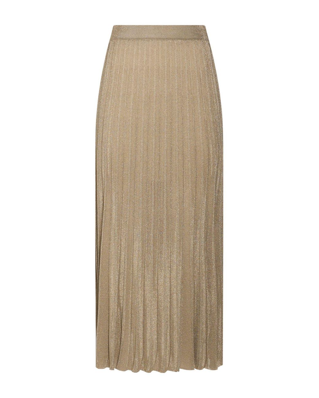 La Fileria Natural Sand Midi Skirt Viscose, Metal