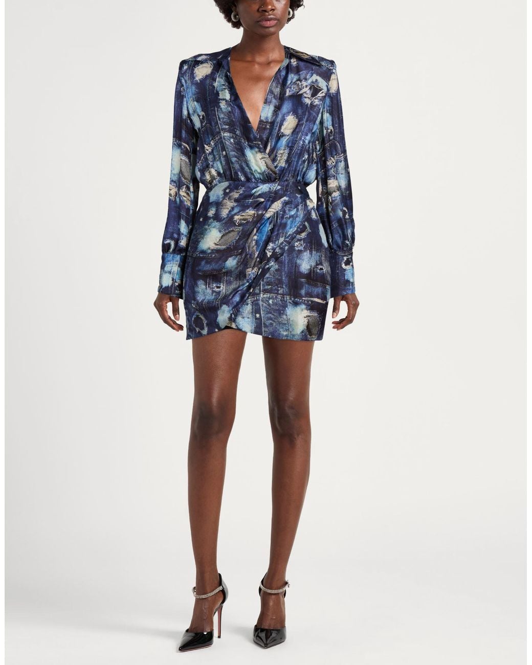 John Richmond Blue Mini Dress Viscose, Silk