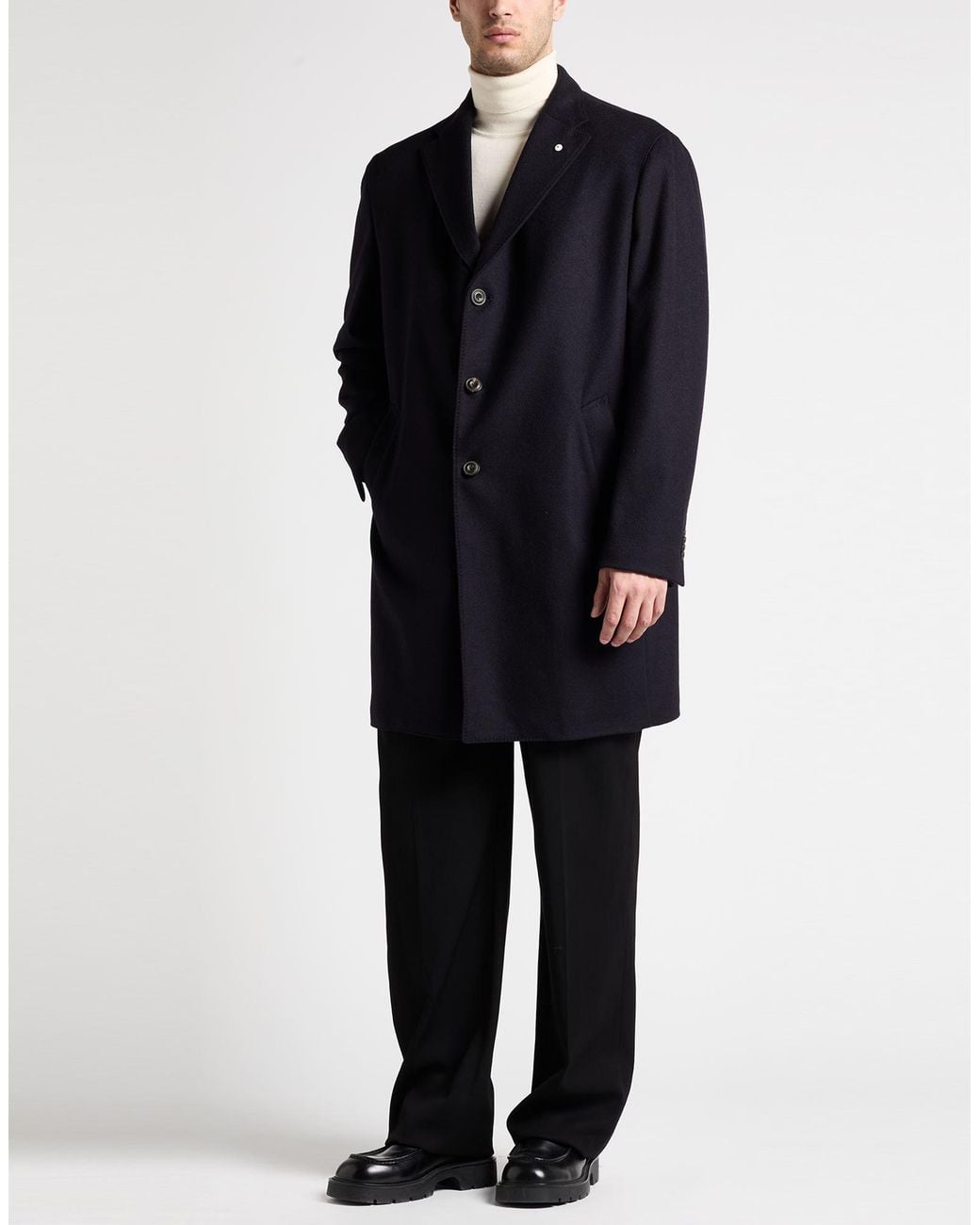 L.b.m. 1911 Black Midnight Coat Virgin Wool, Cashmere for men