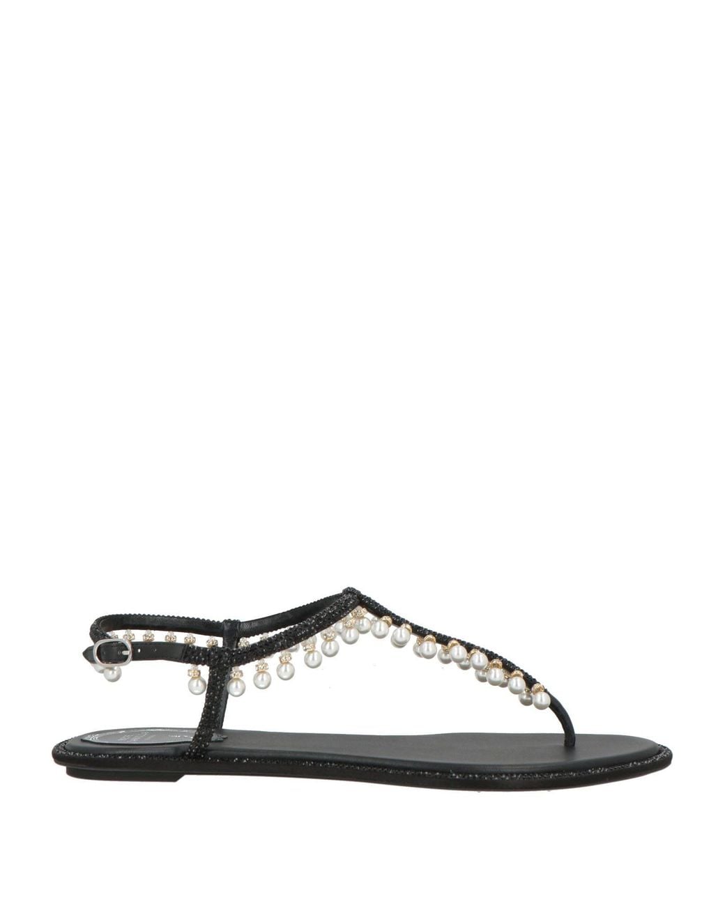 Rene Caovilla Black Thong Sandal Textile Fibers