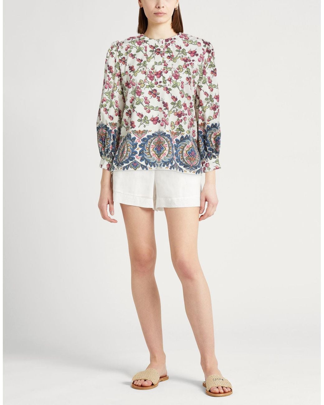 Etro White Ivory Top Cotton, Elastane